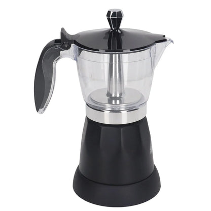 Portable 6 Cup Electric Coffee Maker Transparent Top Italian Coffee Pot Machine 300ML for Home