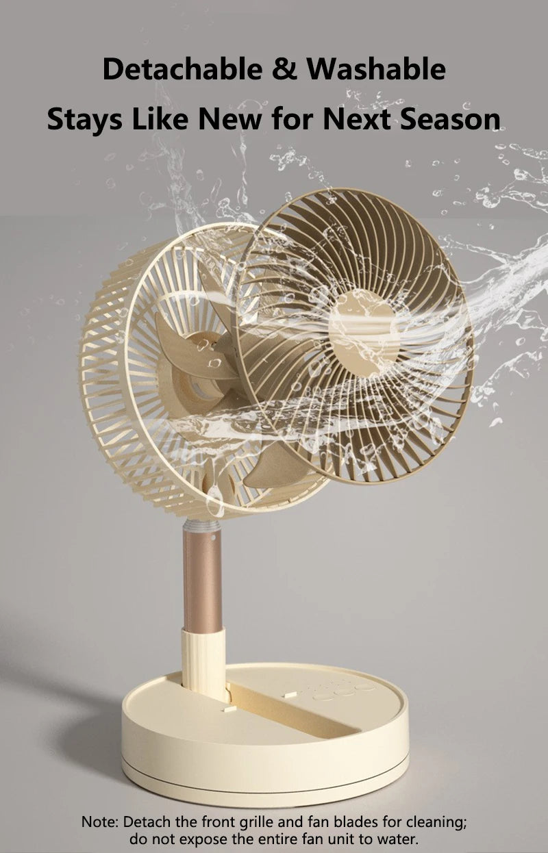 Lenovo USB Foldable Portable Fan 8inch 4 Speeds Timing Battery Operated Mini Floor Fan for Bedroom Indoor or Outdoor Table Fan