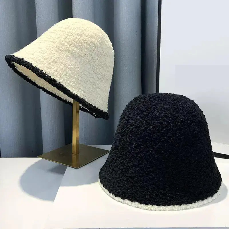 COKK Bucket Hat Women Winter Knitted Casual Keep Warm Fishing Hat Female Thick Warm Fashion Design Korean Winter Cap Gorro New