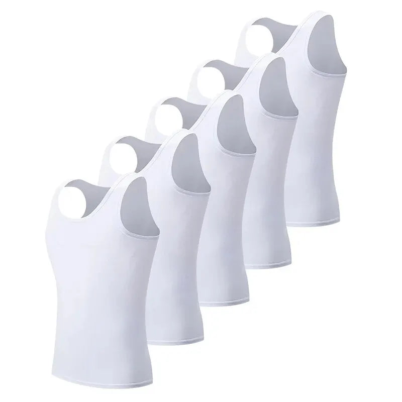 3/5 Pcs European plus-size men's cotton Joker vest loose plus-size youth fitness sleeveless round neck middle-aged hypertrophy T