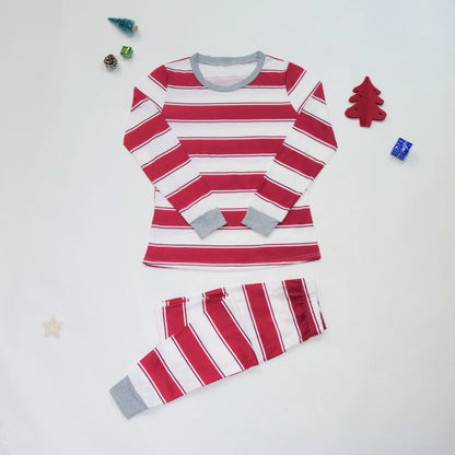 Merry Christmas 2025 Mother Father Kids Matching Pajamas Set Striped Casual Loose Pyjamas Xmas Family Look Holiday Wear Pjs Gift