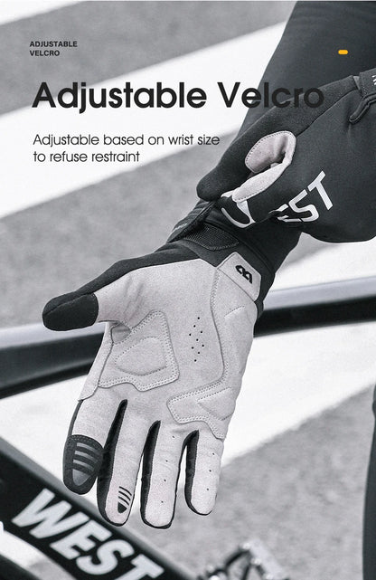 WEST BIKING Winter Warm Cycling Gloves Reflective MTB Road Bicycle Men's Windproof Thermal Anti-slip Touch Screen Sports Gloves