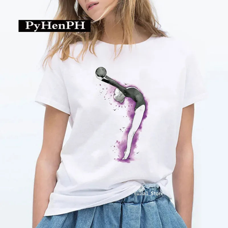 Gymnast Dancer T Shirt  Fashion Gymnast Artistic Gymnastics Printed T-shirt for Women Parent-child Clothing Oversized T Shirt