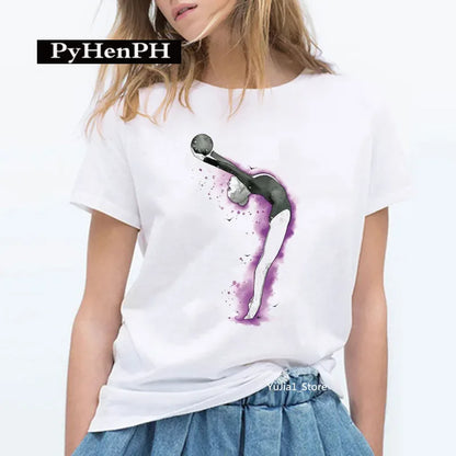 Gymnast Dancer T Shirt  Fashion Gymnast Artistic Gymnastics Printed T-shirt for Women Parent-child Clothing Oversized T Shirt