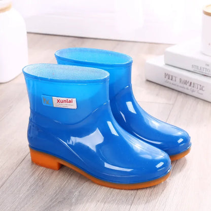 Women's Short Rain Shoes Non-slip Waterproof Rubber Boots Durable Wear-resistant Rain Boots Fleece Lined Warm Shoes Wholesale