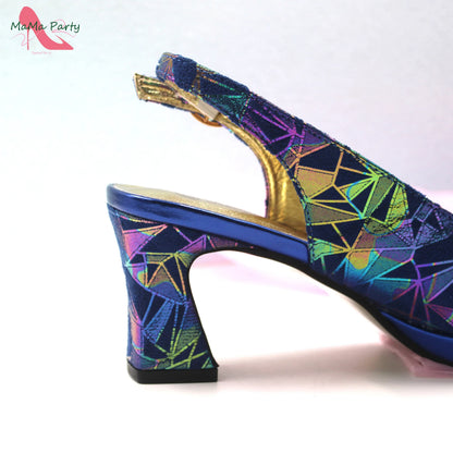 Fashion Peep Toe Sandals Italian Design Nigerian Shoes and Bag Set in Fuchsia Color Sweet Style for Wedding Party