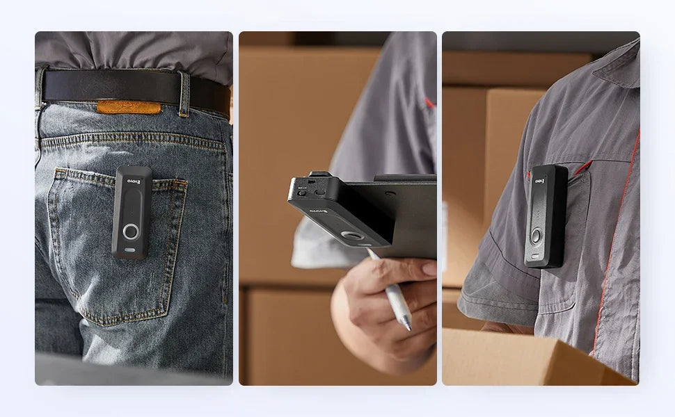 Eyoyo 2D Bluetooth Barcode Scanner Wireless with Clip 2000mAh Battery, Portable Mini QR Bar Code Reader Scanner