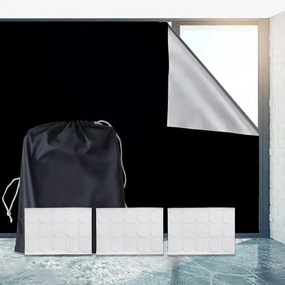Universal Blackout Curtain Removable Portable Travel Blocking Darkest Window Film Cloth Temporary DIY No Drill Curtains