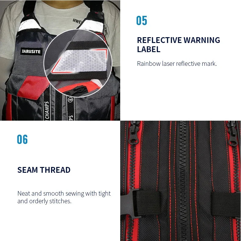 High Buoyancy Fishing Vest Adjustable Safety Life Jacket for Outdoor Boating and Fishing Gear Men Women Water Sports Vest