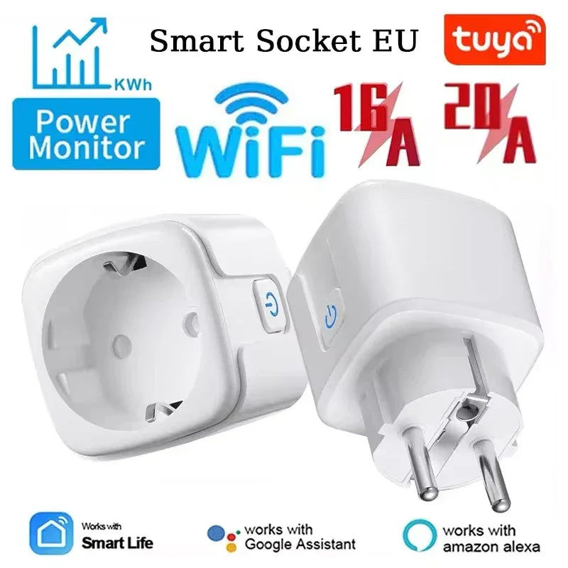 EU 16A/20A Smart Plug WiFi Socket With Power Monitor Timing Function Tuya Smart Life APP Control Works With Alexa Google Home
