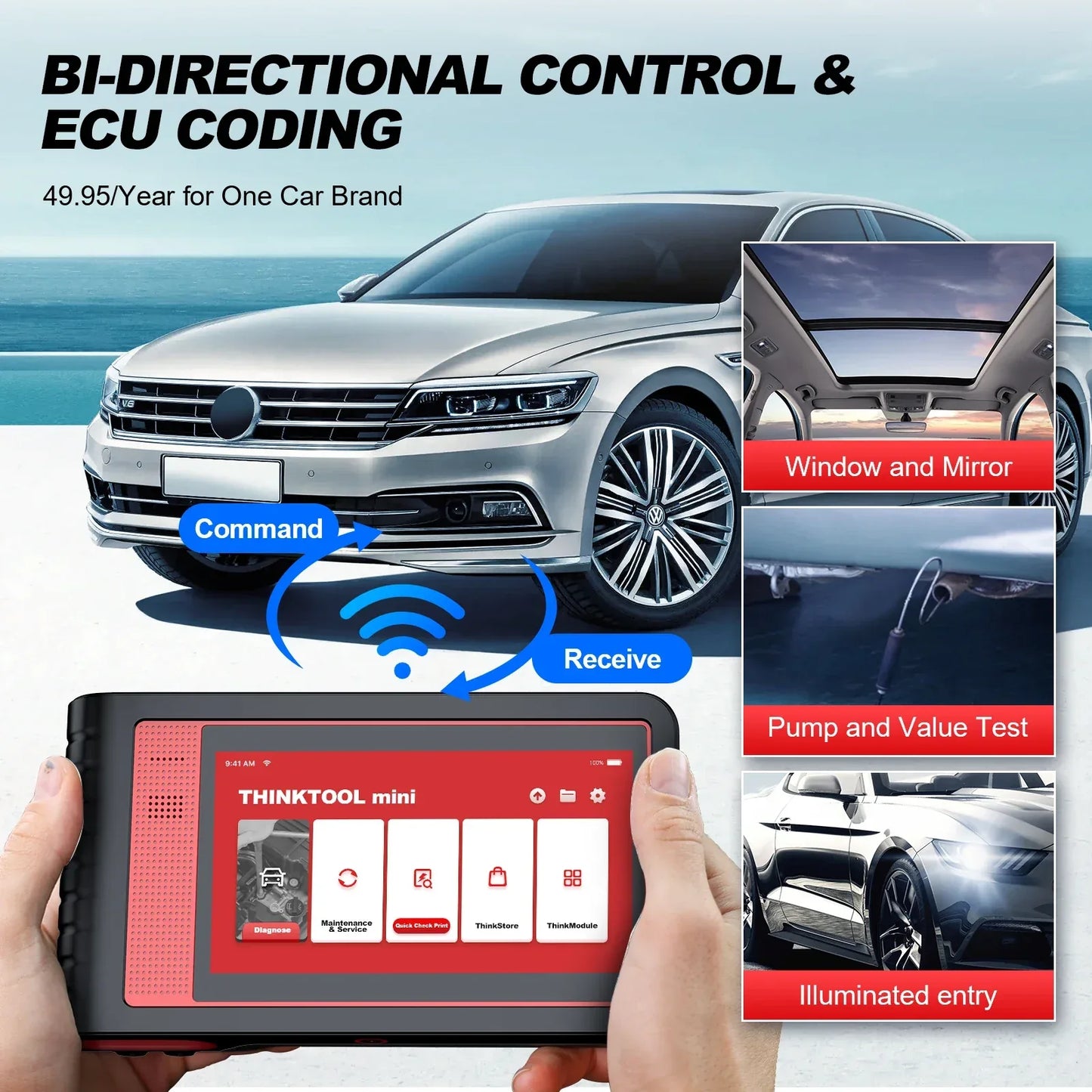 THINKCAR THINKTOOL MINI 2 CANFD Auto Car  Diagnostic Tools Obd2 Scanner Bi-directional Scan Tool 28 Resets Full System Diagnose