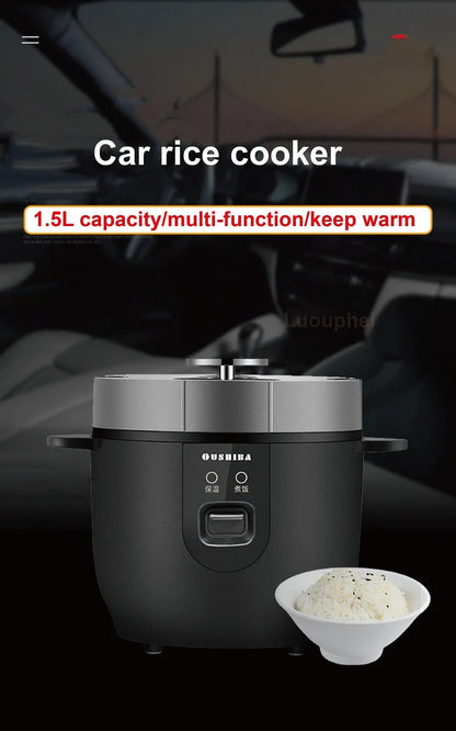 24V Car Electric Cooking Pot Non-stick Rice Cooker Portable Food Heater Multi-function Pot Truck Auto Keep Warm Pot 1.5L