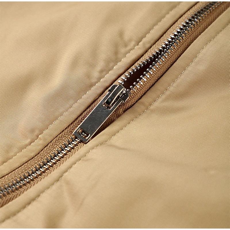 Retro Solid Zipper Cotton Jackets Women Casual Loose Bomber Jacket With Oblique Pockets Female Y2k Autumn Chic Street Outwear