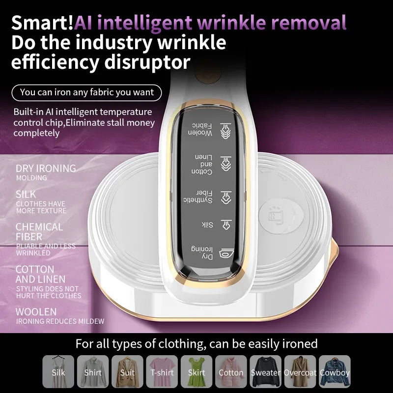 New LED Digital Display Smart Steam Iron Portable Folding Handheld Hanging Ironing Machine 1000W Home Ironing Machine