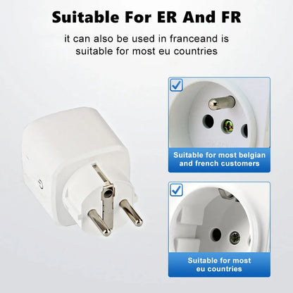 Matter WiFi Smart 16A/20A Plug EU Smart Socket Power Outlet Home Appliance for HomeKit SmartThings Works with Siri Alexa