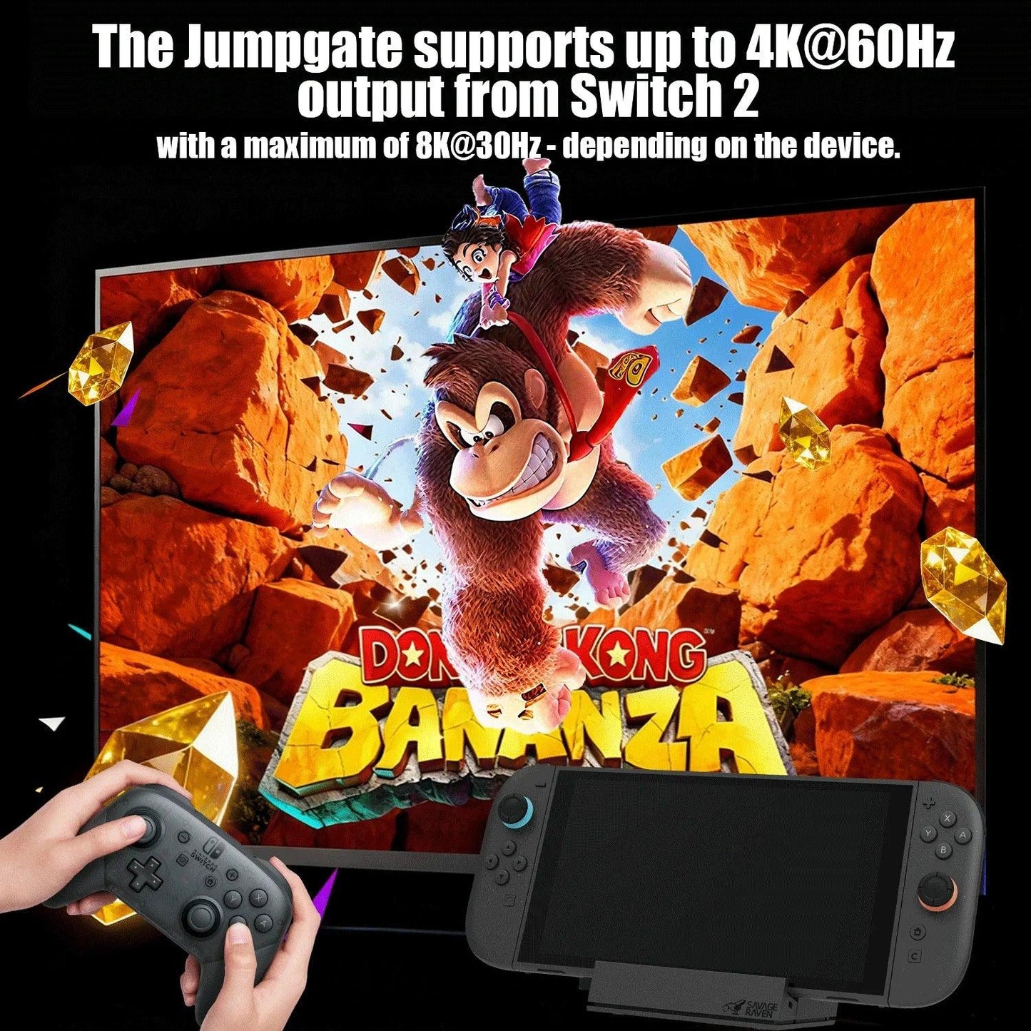 Savage Raven by Skull & Co. Jumpgate Dock USB C Hub Portable Stand Docking Station for Switch 2 and OLED Game Accessories