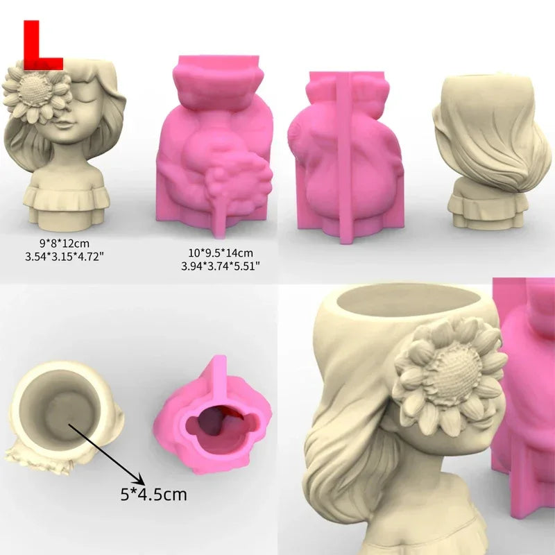 21 Types Nonstick Girls Pen Holder Mold Flower Pot Silicone Mold DIY Crafts Ornament Tool DIY Succulent Planter Mold