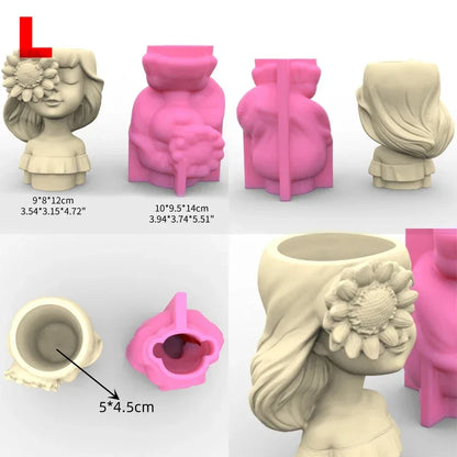 21 Types Nonstick Girls Pen Holder Mold Flower Pot Silicone Mold DIY Crafts Ornament Tool DIY Succulent Planter Mold