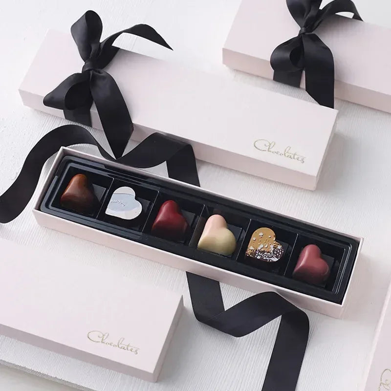 5Pcs Chocolate Boxes Packaging 6 Holes Rectangle Chocolate Covered Strawberry Paper Gift Box Wedding Christmas Birthday DIY Gift