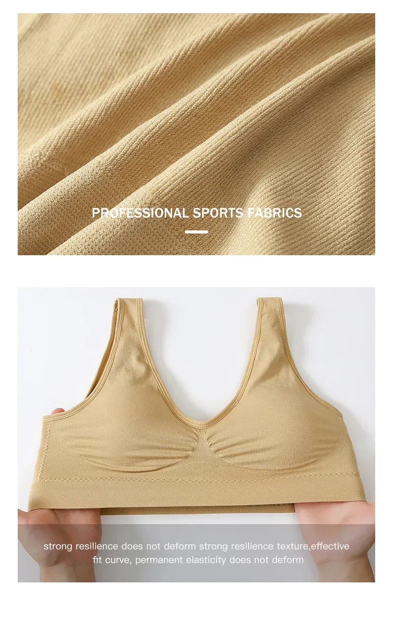 Active Women Bras Sports Plus Size Ladies Yoga Top Underwear Padded Fitness Running Vest Wire Free Brassiere S-4XL