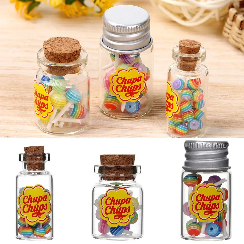 1/12 Scale Doll House DIY Accessories Kitchen Toys Candy Box Lollipops With Jar Dollhouse Miniature Food Simulation Sugar