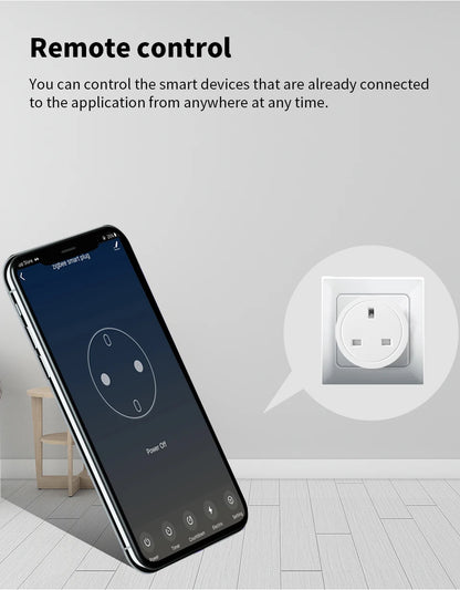UK Zigbee Smart Plug with Energy Monitoring|Tuya Smart Life App Remote Control|Timer, Supports Alexa & Assistant|Device Sharing