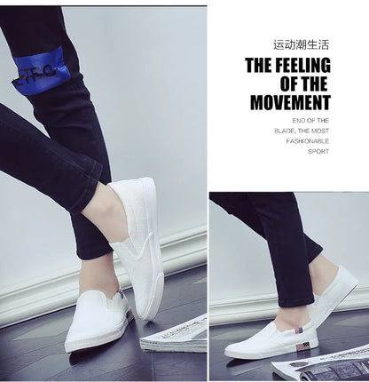Men Casual Shoes Canvas Luxury 2025 Mens Loafers Breathable Slip on FlatsMale Vulcanized Shoes White Driving Shoes Plus Size 47