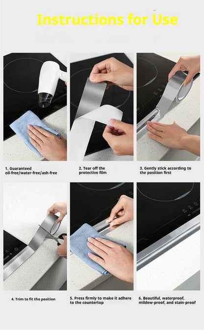 5-20m Kitchen Aluminum Foil Tape Waterproof Heat Resistant Heavy Duty 3/5cm Width Self Adhesive Seal Tape for Stove Gap Repair
