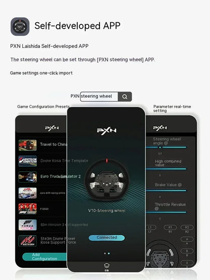 Pxn V10 Steering Wheel Gaming Controller Wired Force 900 Rotation Game Steering Wheel For Ps3/Ps4/Switch/Xbox Man Gifts Custom