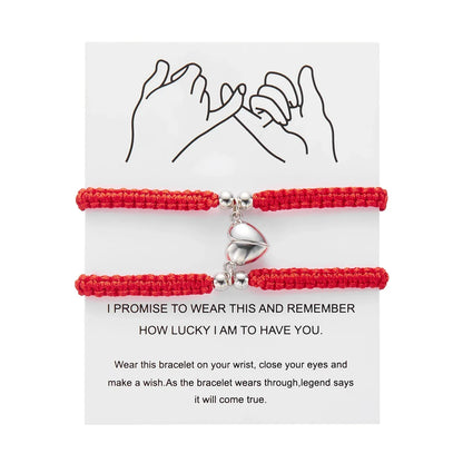 Handmade Heart Magnet Bracelet for Women Men Fashion Adjustable Braided Couple Bracelet Lovers Bestie Friendship Jewelry Sets