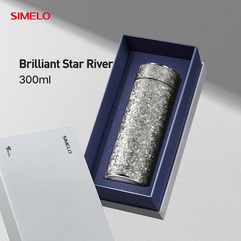 SIMELO Pure Titanium Insulated Cup Large Capacity Portable Water Bottle Business Gift Box Accompanying Mug for Travel Outdoor