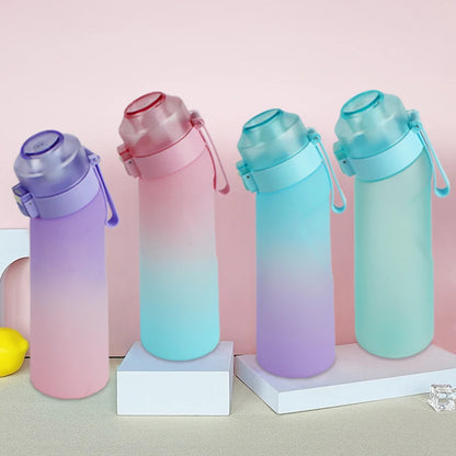 LUSQI Air Flavored Water Bottle With 7 Flavor Ring Sports Fashion Straw Tritan Plastic Cup Suitable for Outdoor Sports Fitness