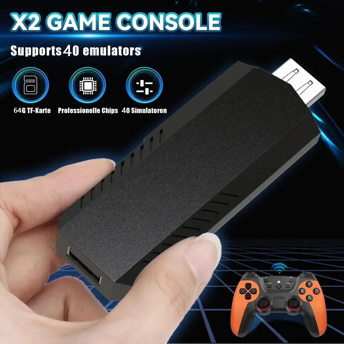 X2Pro TV Game Stick 4K HD Video Handle Game Console 40K/50K Games 64g/128g for PSP Retro Arcade Games PK M15 Pro for Home Gaming