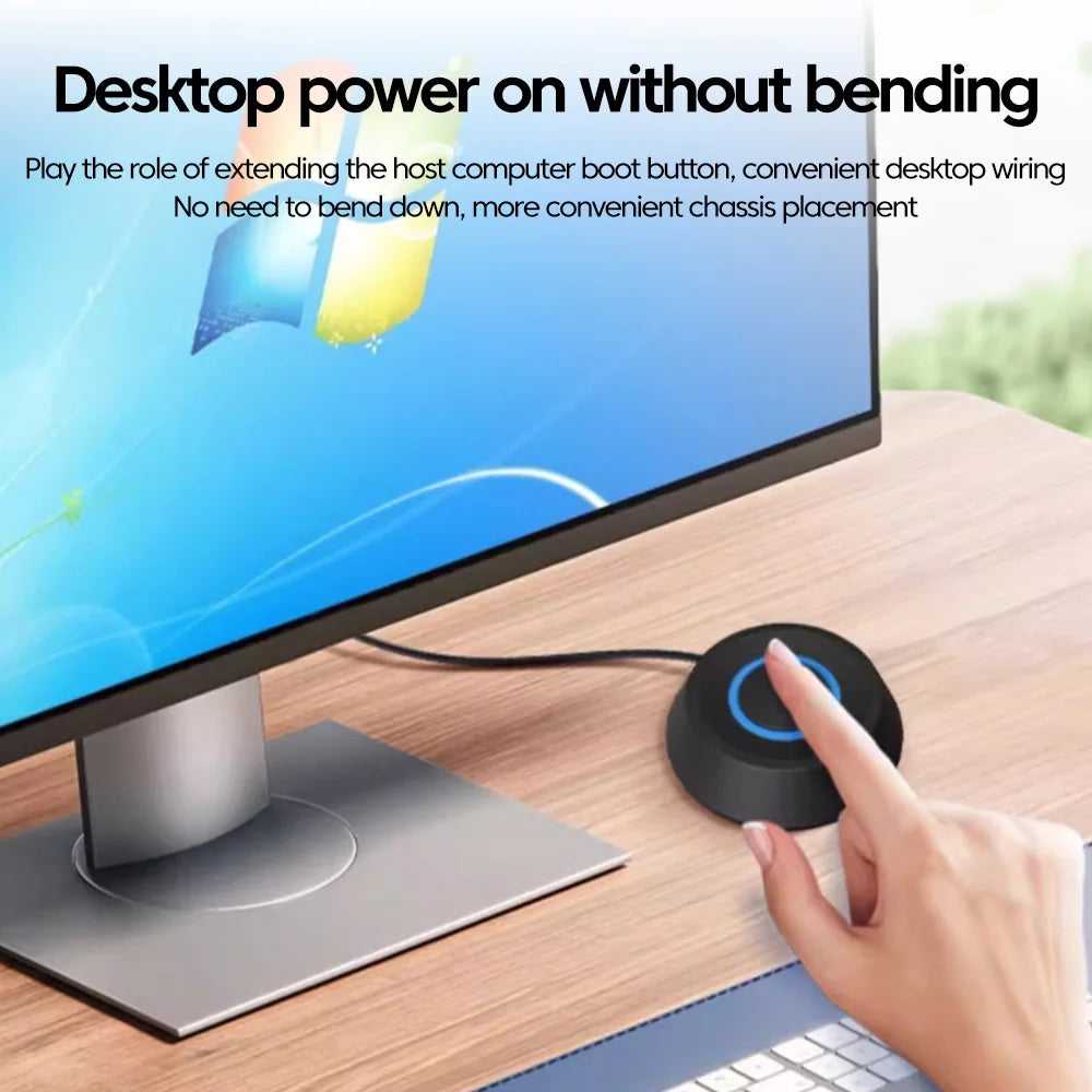 2M Desktop Computer Power Switch PC Motherboard External Desktop Start Power On/Off Button Extension Cable for Home Office