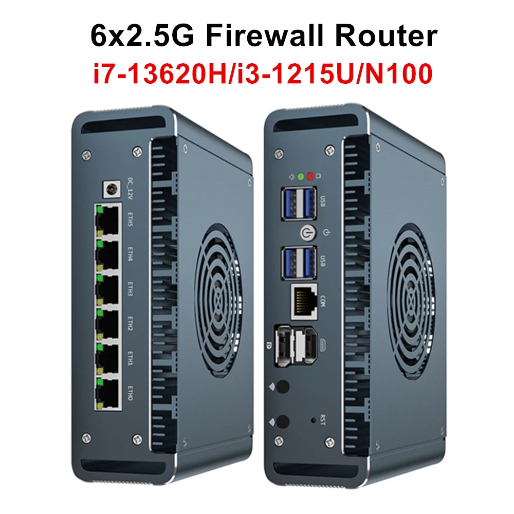 Topton Solid i7 13620H i3 1220P N300 Core 3 100U Firewall Mini PC 6x2.5G LAN DDR5 NVMe Proxmox pfSense OPNsense Mini Computer