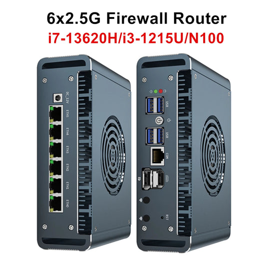 Topton Solid i7 13620H i3 1220P N300 Core 3 100U Firewall Mini PC 6x2.5G LAN DDR5 NVMe Proxmox pfSense OPNsense Mini Computer by PDG ibma