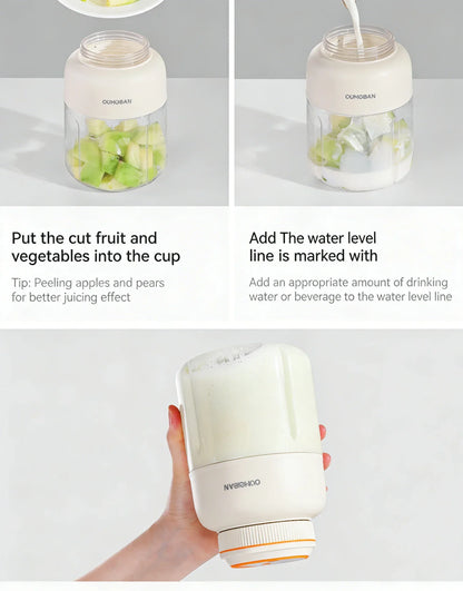 Home Portable Juicer 1400ML, Fresh Fruit Mixer with 48 Blades, USB Rechargeable Multifunctional Ice Crusher Smoothie Blender