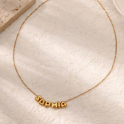 Custom Bubble Initial Letter Name Necklace For Women Men Personalized Letter Necklace  Stainless Steel Jewelry Mother's Day Gift