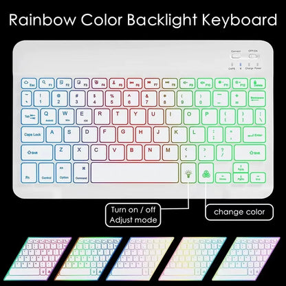 Mini Keyboard Wireless Bluetooth Keyboard 7 Color Backlit Rechargeable Keyboard Silent Keyboard For PC Android Windows iPad
