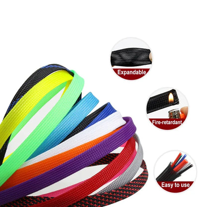 1-50M 2mm Insulated PET Braid Sleeves Sleeving High Density Cable Sheath Wrap Cable Protector Braid For Wires