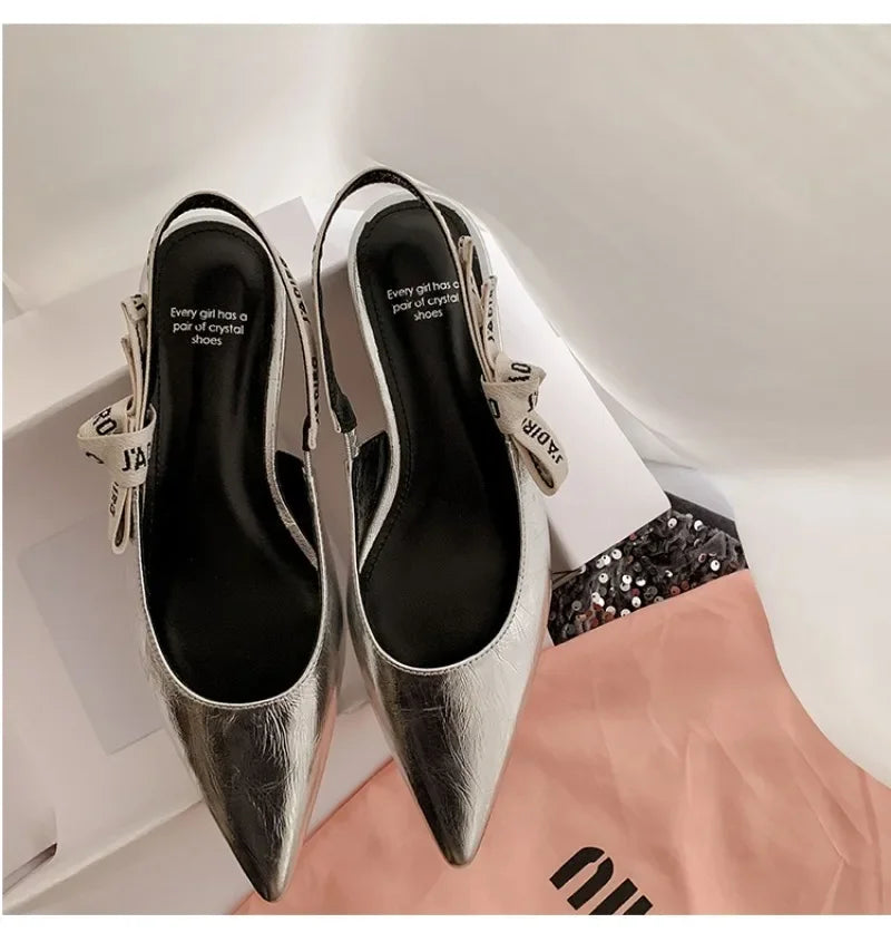 2025 New Fashionable Pointed-toe Buckle Solid Color High-heeled Sandals for Women in Spring and summer  Luxury Shoes