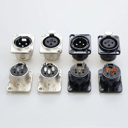 JCD XLR 3Pin Male/Female Microphone Audio Cable Plug Panel Pure Black Silver Copper Gold-Plated XLR Connector Socket
