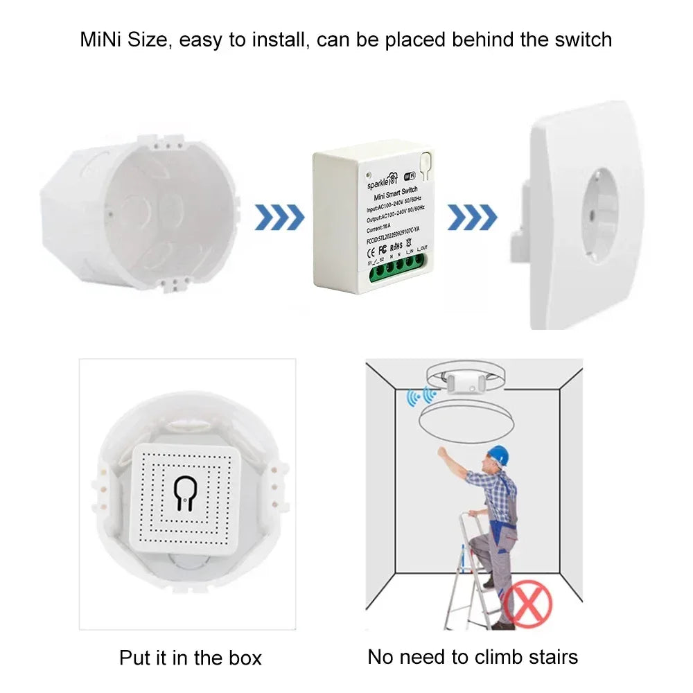 Matter 16A WiFi mini Smart Switch Pass-through Disconnect Dual Control Outletorks Remote Control Timer  Work with HomeKit Alexa