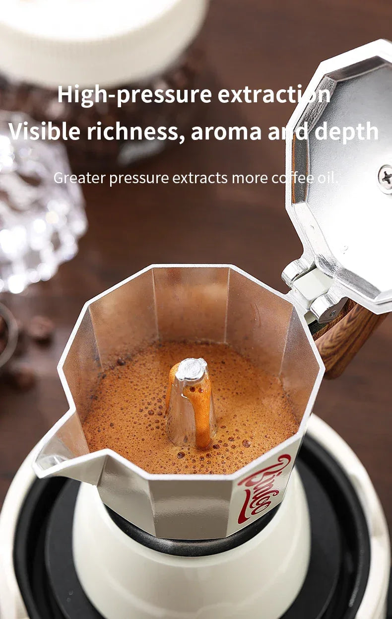Bincoo Moka Pot and Electric Stove Combo Espresso Maker Compact Design for Small Spaces for Rich Italian Style Coffee Brewing