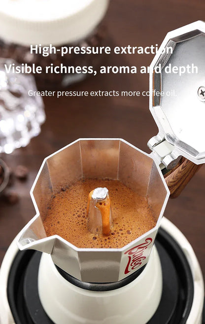 Bincoo Moka Pot and Electric Stove Combo Espresso Maker Compact Design for Small Spaces for Rich Italian Style Coffee Brewing