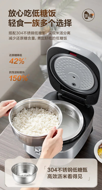 SUPOR 4L IH Ball Pot Rice Cooker Titanium Uncoated Non-Stick 316L Liner For 3-8 People 220V