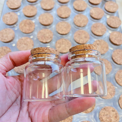 6pcs 12pcs 33x47x50mm Glass Bottles Clear Drifting Christmas Small Cork Stoppers Wedding Jars Birthday Party 50ml Wishing Bottle