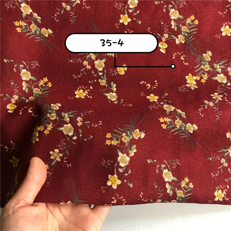 145cm Wide Printed Cotton and Linen Fabric Small Floral Patterns Retro Shirt Dress DIY Clothing Sewing Fabric 90% Cotton Content