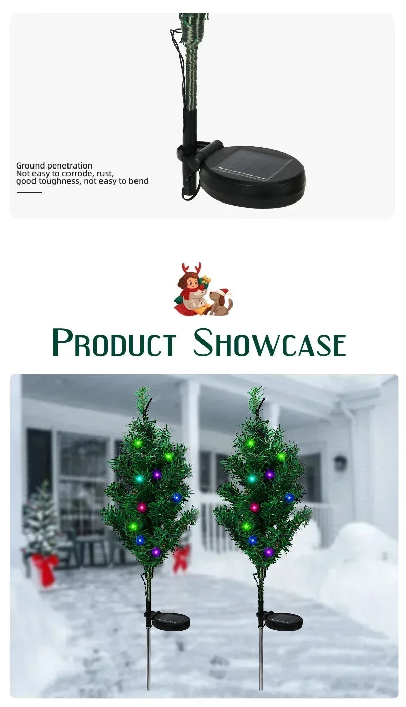 Solar LED Lights Christmas Tree Lawn Lamp Holiday Lantern For House Festive Wedding Courtyard Garden Decoration RGB Light