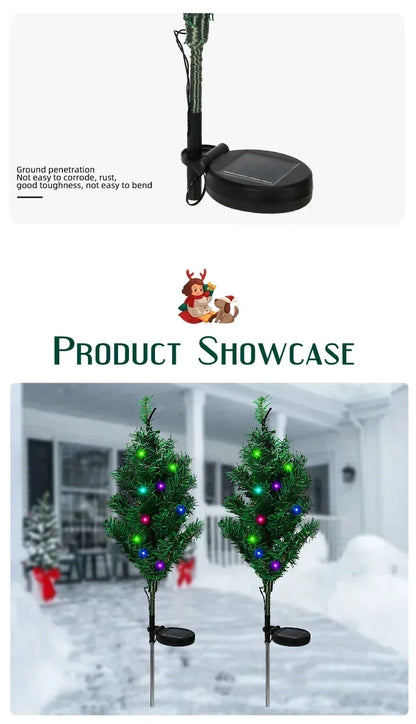 Solar LED Lights Christmas Tree Lawn Lamp Holiday Lantern For House Festive Wedding Courtyard Garden Decoration RGB Light